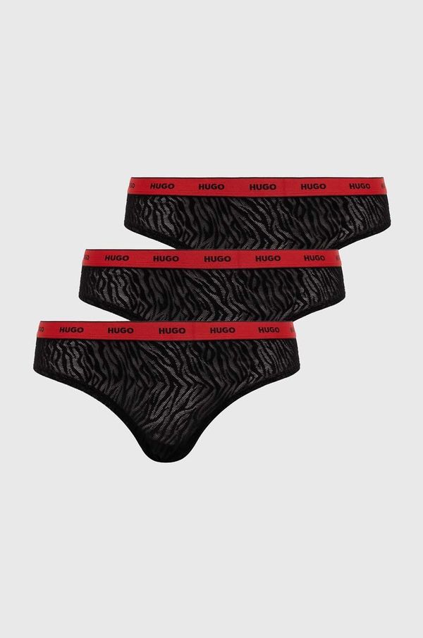 Hugo Gaćice HUGO 3-pack boja: crna, od čipke, 50523826