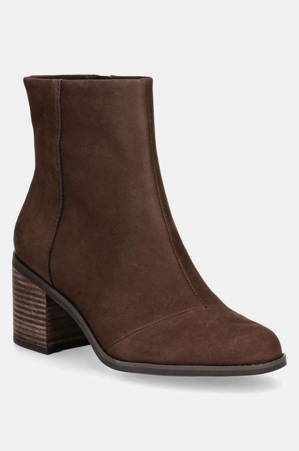 Toms Gležanjače od nubuk kože Toms EVELYN boja: smeđa, s debelom potpeticom, 10021283