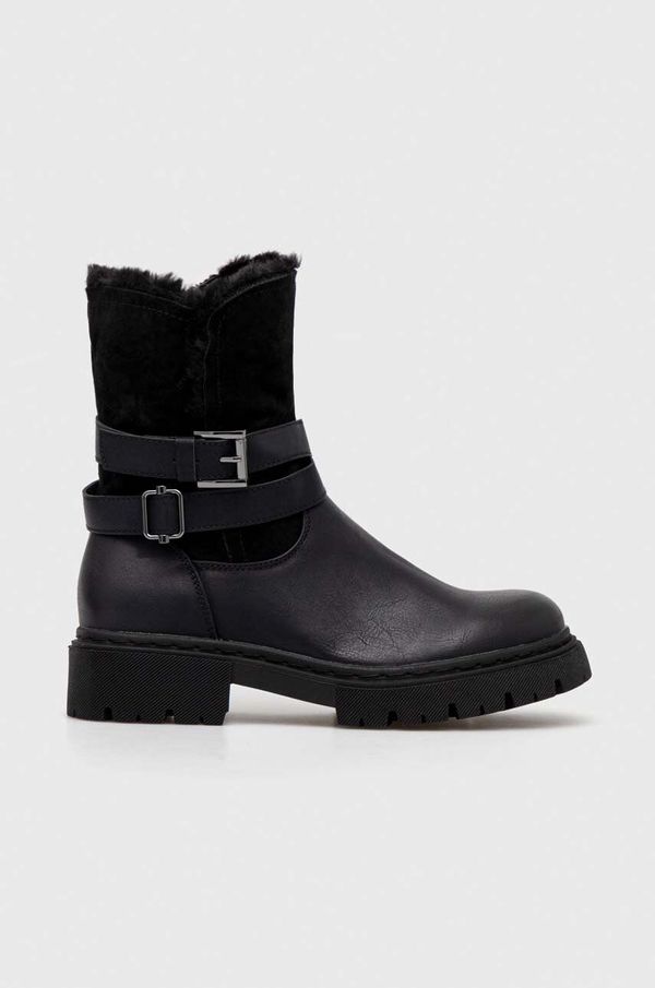 Answear Lab Gležnjače Answear Lab za žene, boja: crna, ravni potplat, s toplom podstavom