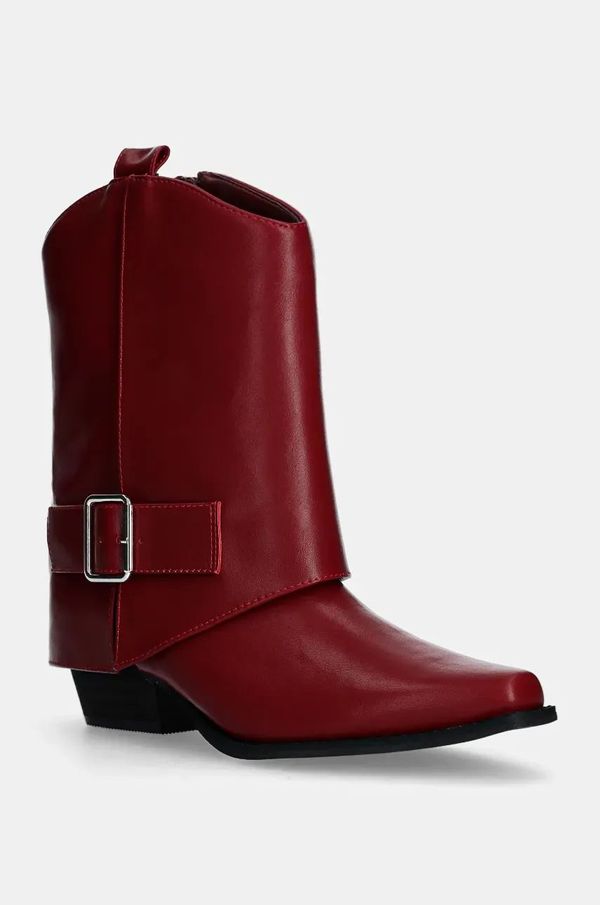 Answear Lab Gležnjače Answear Lab za žene, boja: crvena, s debelom potpeticom