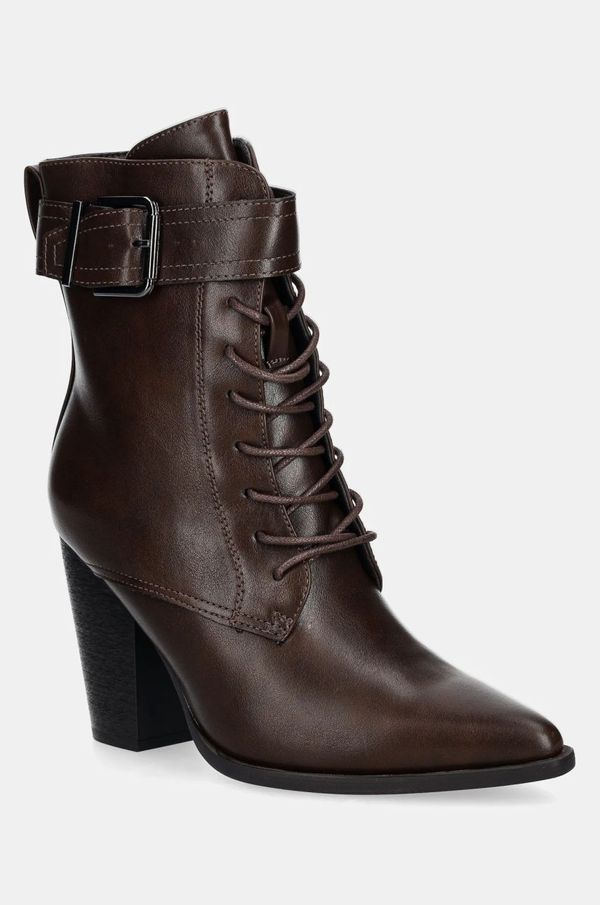 Answear Lab Gležnjače Answear Lab za žene, boja: smeđa, s debelom potpeticom, sa srednje toplom podstavom