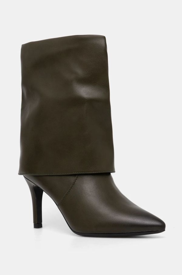 Answear Lab Gležnjače Answear Lab za žene, boja: zelena, s tankom potpeticom, sa srednje toplom podstavom