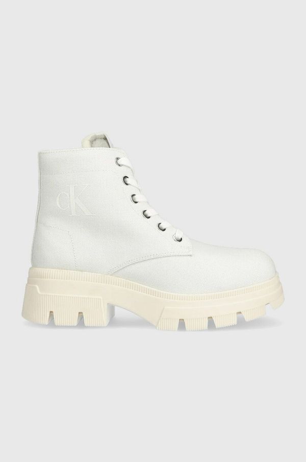 Calvin Klein Jeans Gležnjače Calvin Klein Jeans CHUNKLY BOOT VINTANGE TONGUE za žene, boja: bijela, s platformom, YW0YW00947