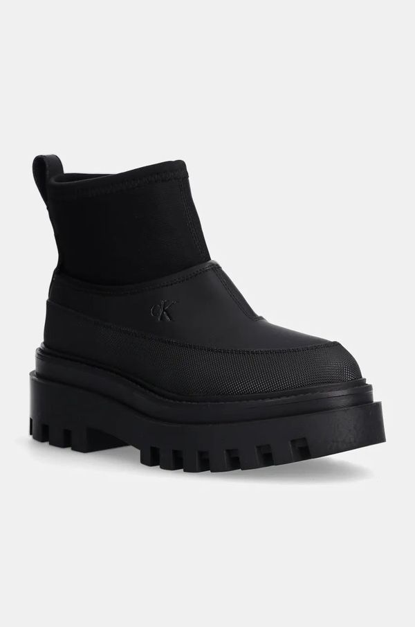 Calvin Klein Jeans Gležnjače Calvin Klein Jeans FLATFORM RAINBOOT LOW MG R za žene, boja: crna, ravni potplat, YW0YW01560