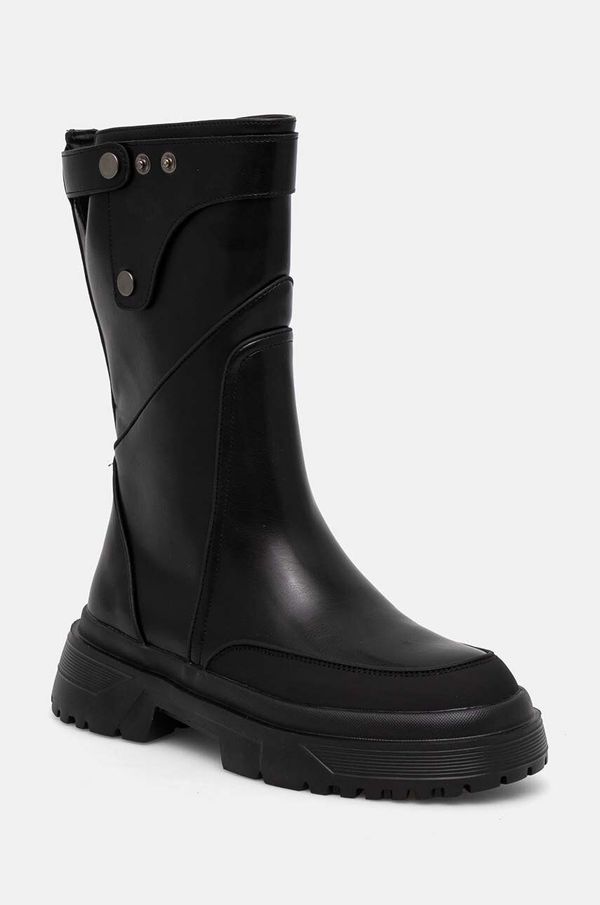 Guess Gležnjače Guess PAMELON za žene, boja: crna, ravni potplat, FLTPME LEP10