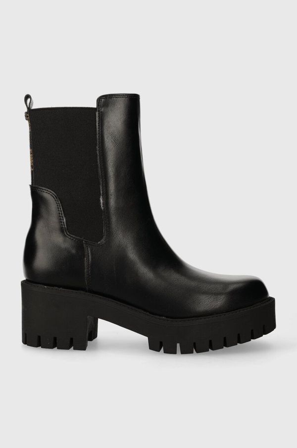 Guess Gležnjače Guess WARIN za žene, boja: crna, s debelom potpeticom, FL8WAN ELE10