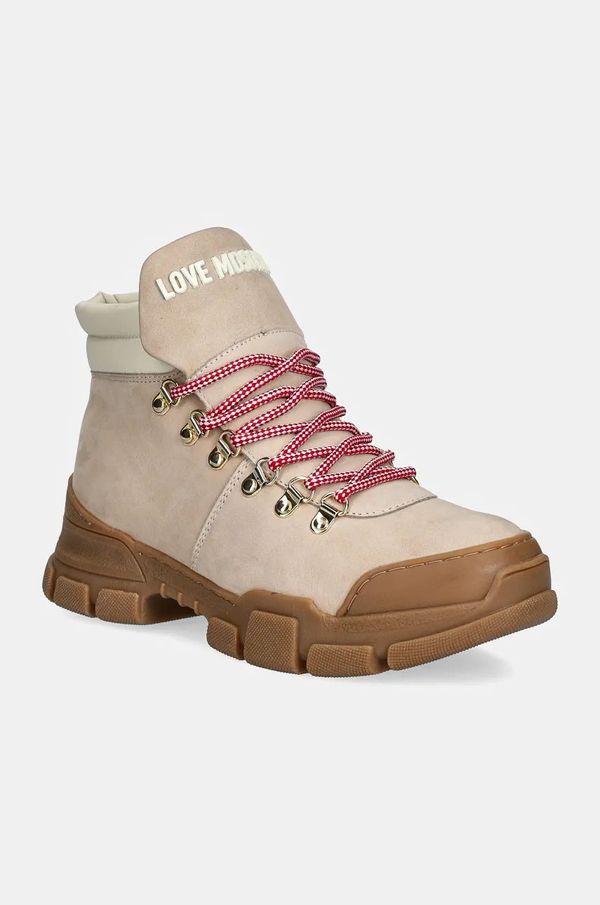 Love Moschino Gležnjače Love Moschino za žene, boja: bež, ravni potplat, JA15494G0LIP0120