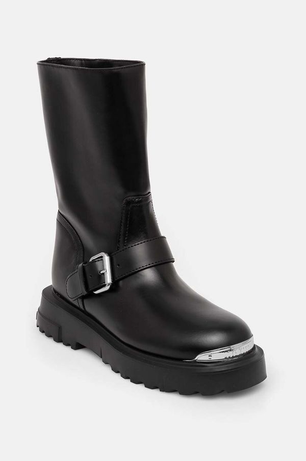 Love Moschino Gležnjače Love Moschino za žene, boja: crna, ravni potplat, JA24134G1LIA0000