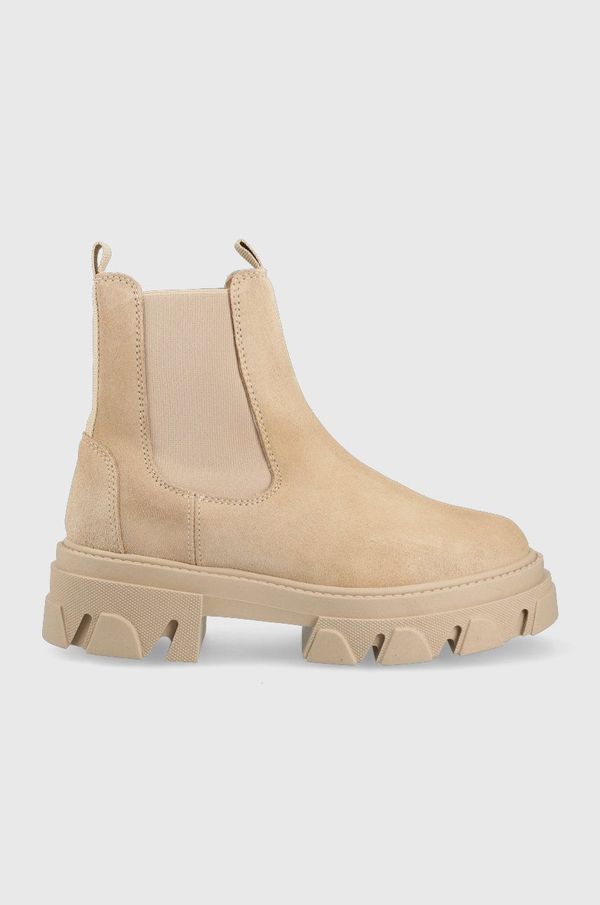 Aldo Gležnjače od brušene kože Aldo Bigtrek za žene, boja: bež, s platformom