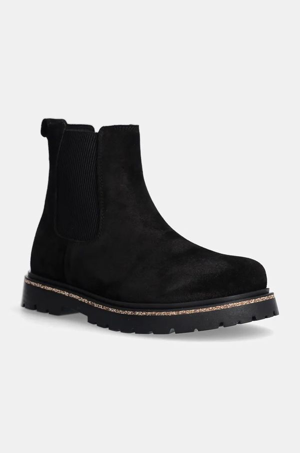 Birkenstock Gležnjače od brušene kože Birkenstock Highwood Slip On Mid za žene, boja: crna, ravni potplat, 1028187