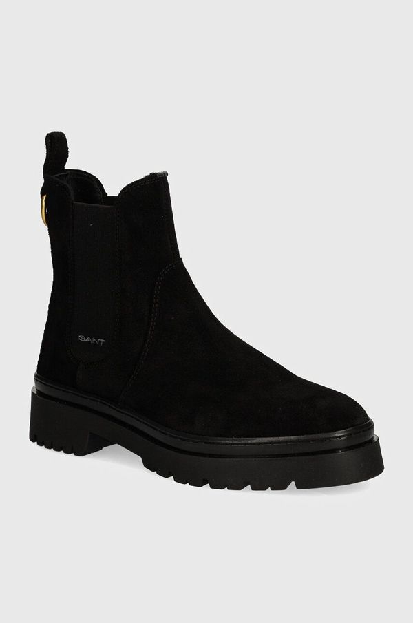 Gant Gležnjače od brušene kože Gant Aligrey za žene, boja: crna, ravni potplat, 29553763 G00