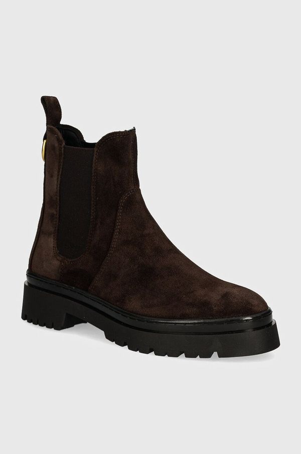 Gant Gležnjače od brušene kože Gant Aligrey za žene, boja: smeđa, ravni potplat, 29553763 G399