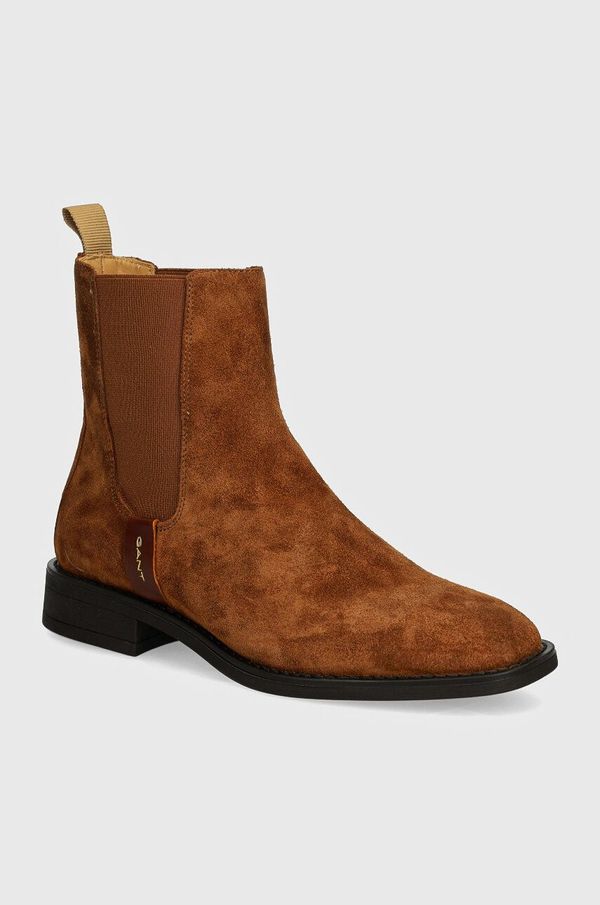 Gant Gležnjače od brušene kože Gant Fayy za žene, boja: smeđa, ravni potplat, 29553771 G45