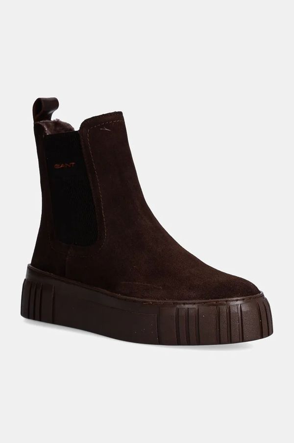 Gant Gležnjače od brušene kože Gant Snowmont za žene, boja: smeđa, s platformom, sa srednje toplom podstavom, 29553786 G896