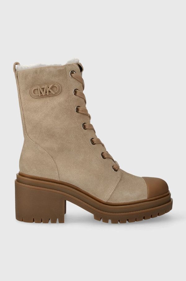 MICHAEL Michael Kors Gležnjače od brušene kože MICHAEL Kors Hanley za žene, boja: bež, s debelom potpeticom, sa srednje toplom podstavom, 40F3HYME5S