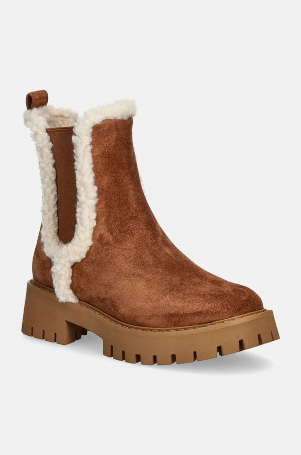 MICHAEL Michael Kors Gležnjače od brušene kože MICHAEL Michael Kors Asher za žene, boja: smeđa, s platformom, sa srednje toplom podstavom, 40F4ASFE6S.230