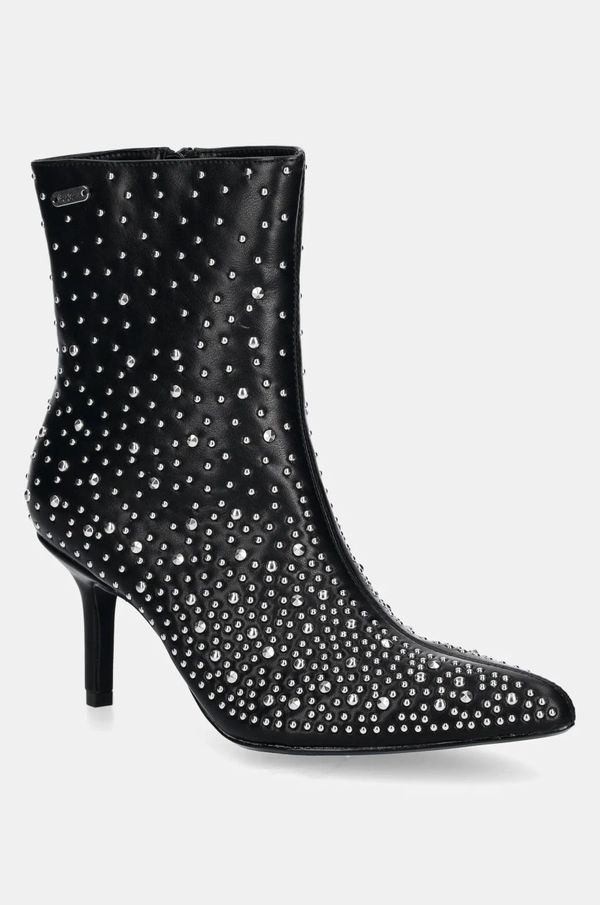 Pepe Jeans Gležnjače Pepe Jeans PRISTINA SHINY za žene, boja: crna, s tankom potpeticom, PLS50570