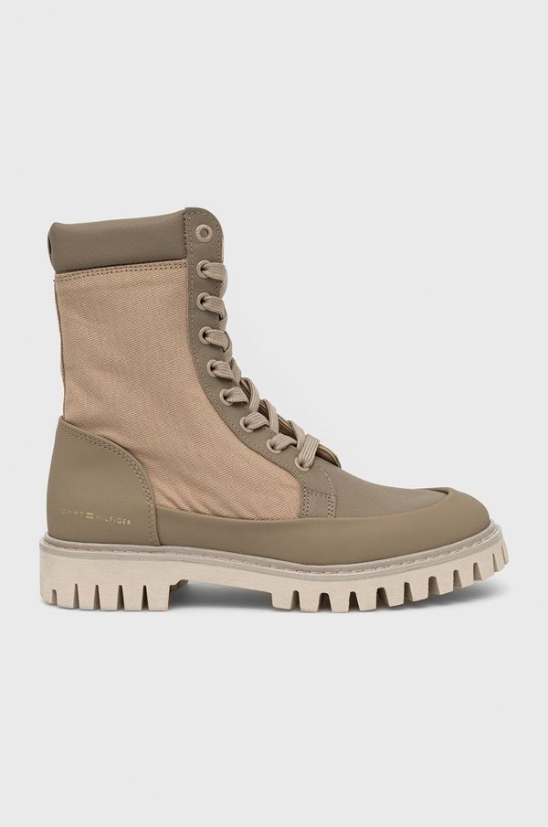Tommy Hilfiger Gležnjače Tommy Hilfiger Th Casual Lace Up Boot za žene, boja: bež, ravna potpetica