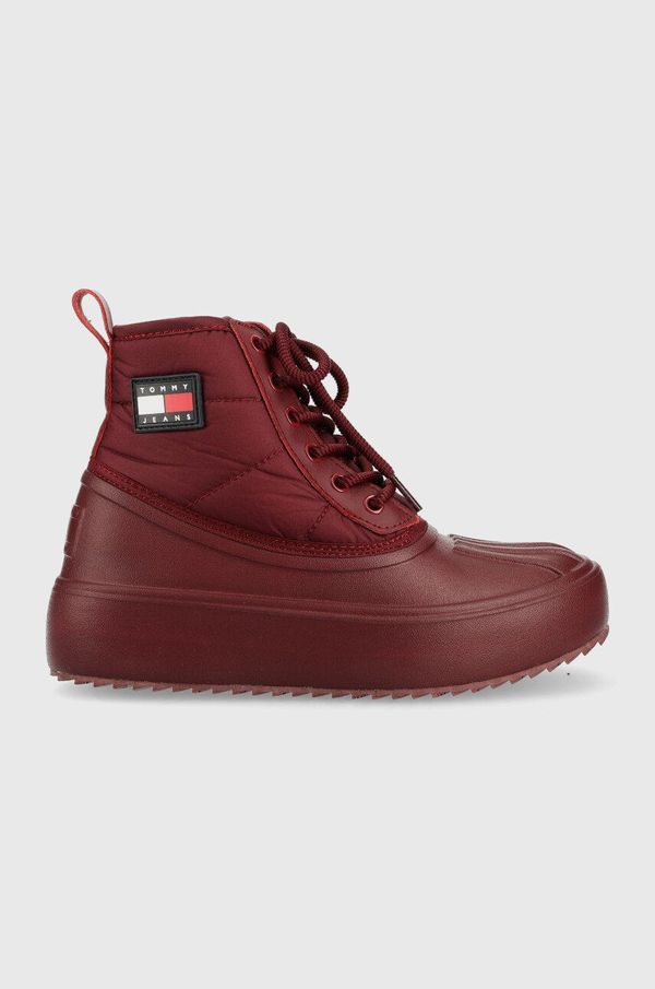 Tommy Jeans Gležnjače Tommy Jeans Tommy Jeans Fashion Boot, za žene, boja: bordo, s platformom, s polutoplom podstavom