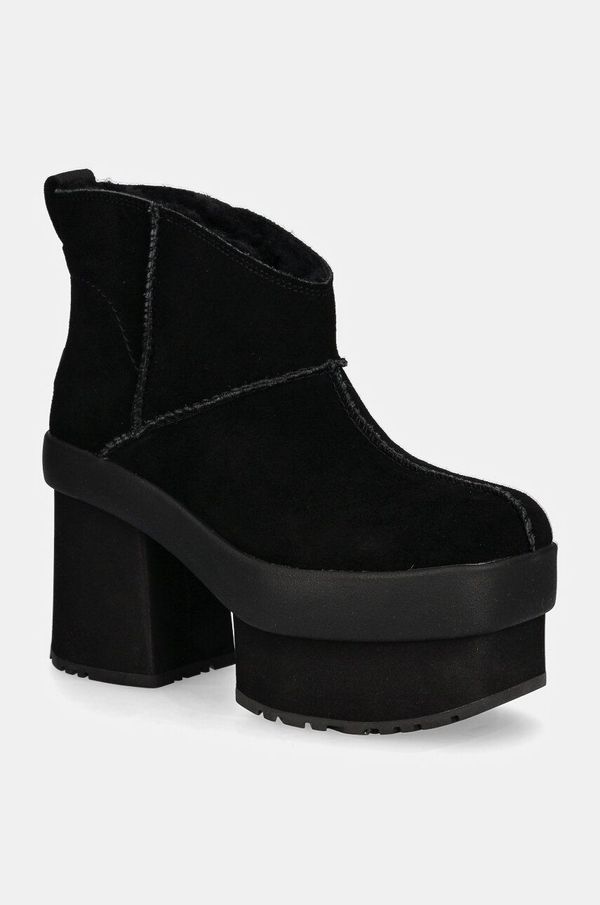 Ugg Gležnjače UGG New Heights Platform Mini za žene, boja: crna, s debelom potpeticom, s toplom podstavom, 1157910-BLK