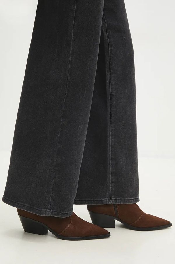 Answear Lab Gležnječe od brušene kože Answear Lab za žene, boja: smeđa, s debelom potpeticom