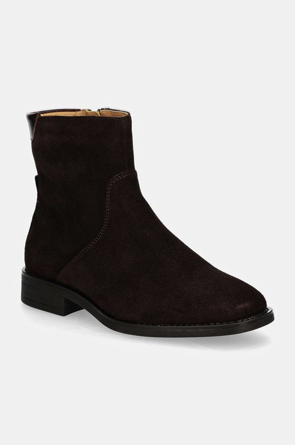 Gant Gležnječe od brušene kože Gant Fayy za žene, boja: smeđa, ravni potplat, 29543798 G399