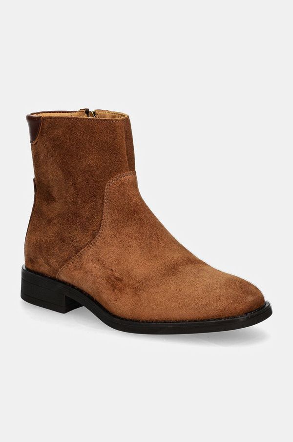 Gant Gležnječe od brušene kože Gant Fayy za žene, boja: smeđa, ravni potplat, 29543798 G45