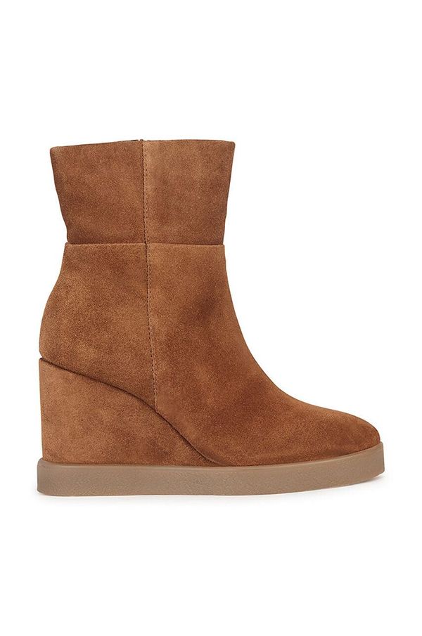 Geox Gležnječe od brušene kože Geox D ELIDEA WEDGE za žene, boja: smeđa, klin peta, D36VQB 00022 CD500