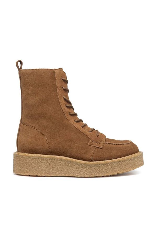 Geox Gležnječe od brušene kože Geox D ELIDEA za žene, boja: smeđa, s platformom, D36VEB 00022 CD500