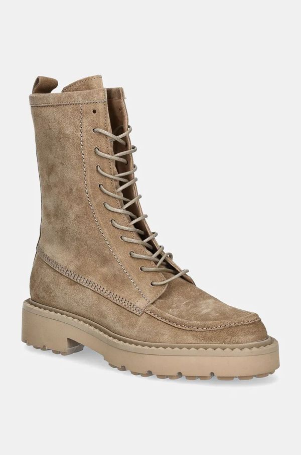 Kennel & Schmenger Gležnječe od brušene kože Kennel & Schmenger Freda za žene, boja: bež, ravni potplat, 41-37120