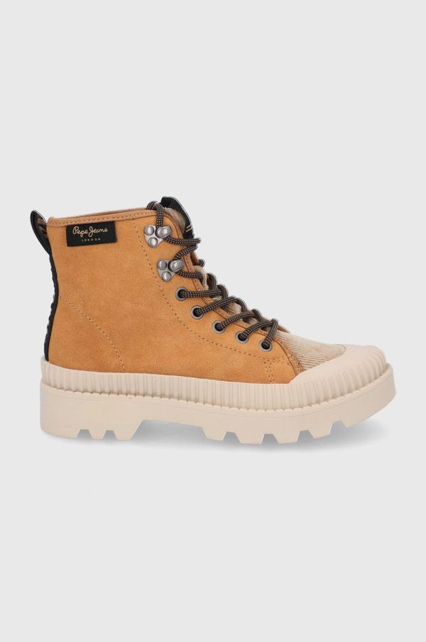 Pepe Jeans Gležnječe od brušene kože Pepe Jeans za žene, boja: smeđa