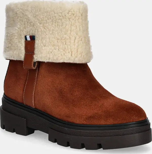 Tommy Hilfiger Gležnječe od brušene kože Tommy Hilfiger FAUX FUR SUEDE ROLL-DOWN BOOT
