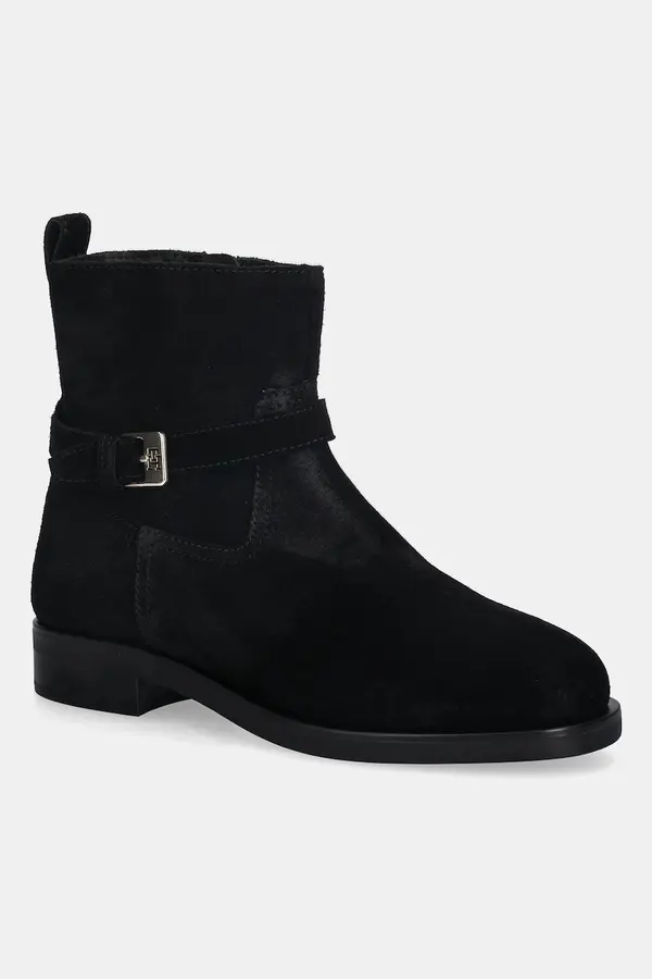 Tommy Hilfiger Gležnječe od brušene kože Tommy Hilfiger TH BUCKLE RIDING SUEDE BOOTIE