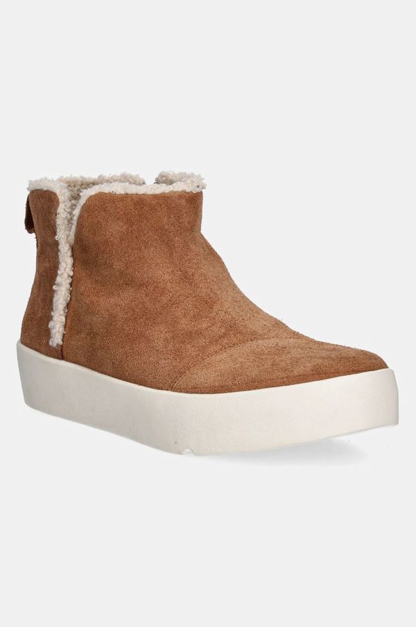 Toms Gležnječe od brušene kože Toms VERONA MID boja: smeđa, ravni potplat, 10021437