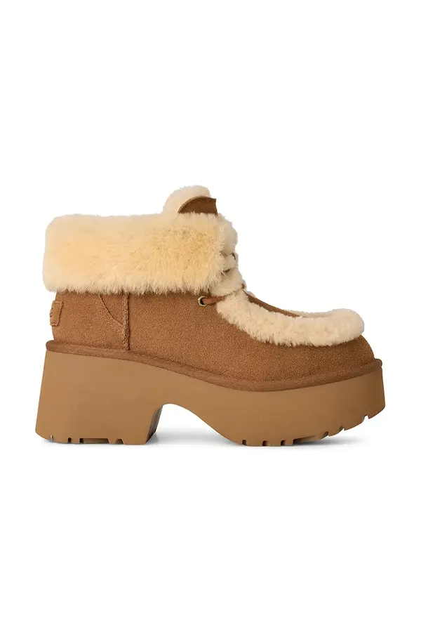 UGG Gležnječe od brušene kože UGG Esmee Lace Up
