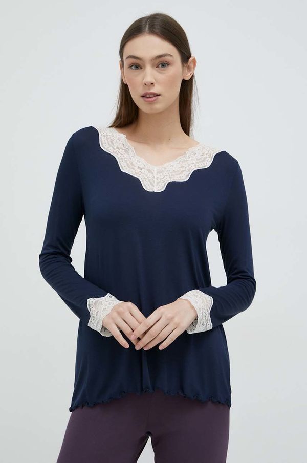 United Colors of Benetton Gornji dio pidžame - majica dugih rukava United Colors of Benetton boja: tamno plava