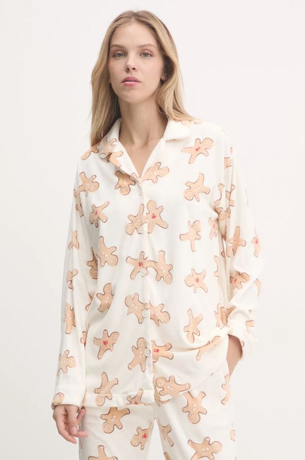 United Colors of Benetton Gornji dio pidžame na zakopčavanje United Colors of Benetton za žene, boja: bež, 34WW3M06M