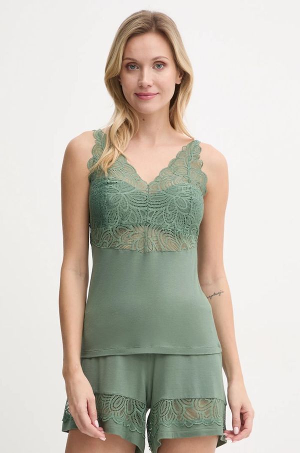 Chantelle Gornji dio pidžame - top Chantelle FEMILET boja: zelena, s čipkom, FNAKI0