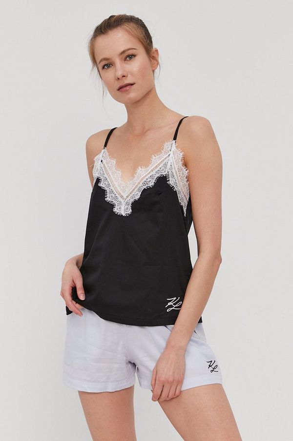 Karl Lagerfeld Gornji dio pidžame - top Karl Lagerfeld boja: crna