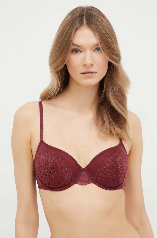Calvin Klein Underwear Grudnjak Calvin Klein Underwear boja: bordo, čipkasti, bez uzorka