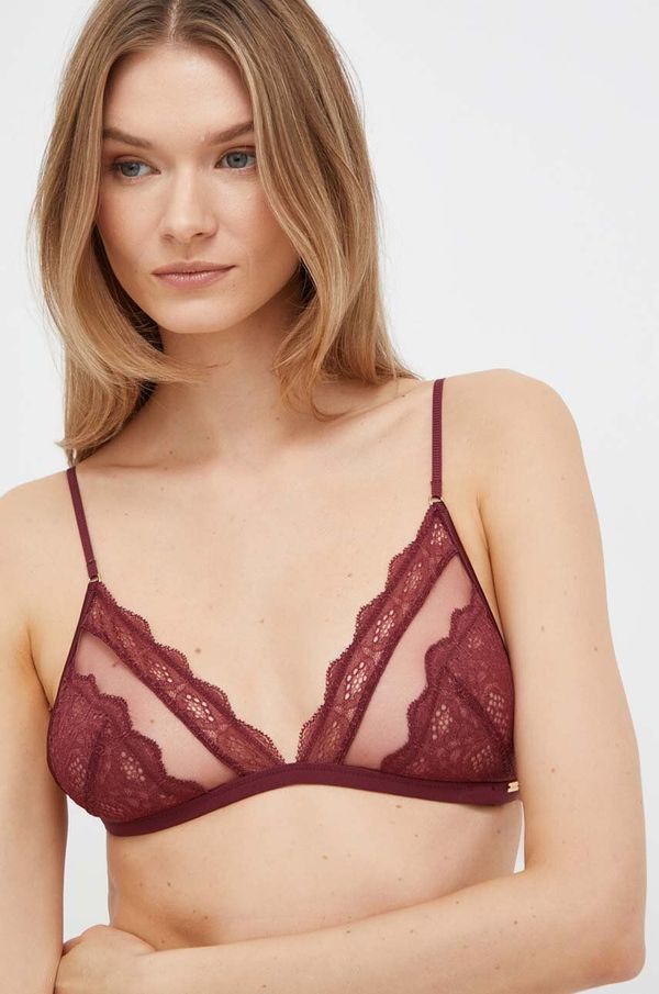 Calvin Klein Underwear Grudnjak Calvin Klein Underwear boja: bordo, čipkasti, bez uzorka
