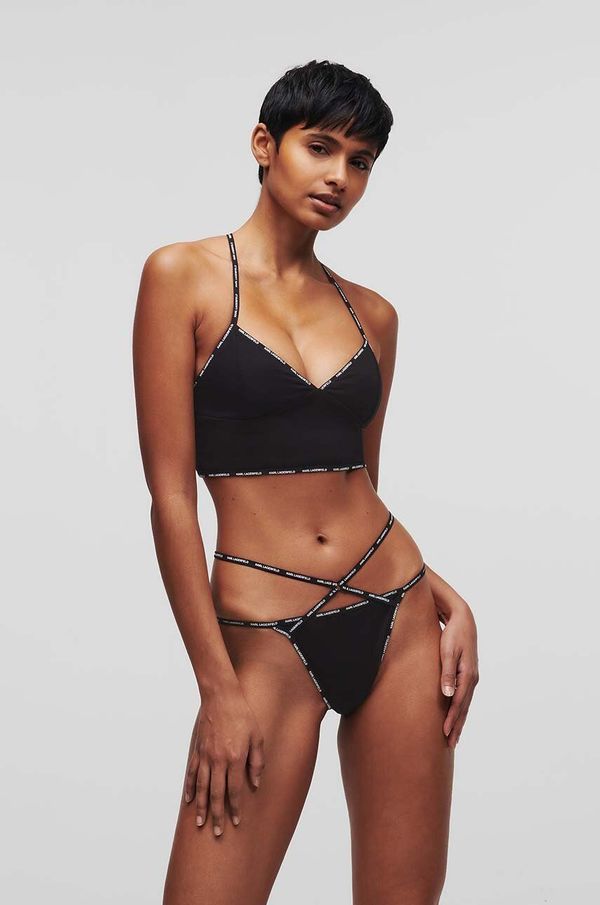 Karl Lagerfeld Grudnjak Karl Lagerfeld boja: crna, pamučni, bez uzorka