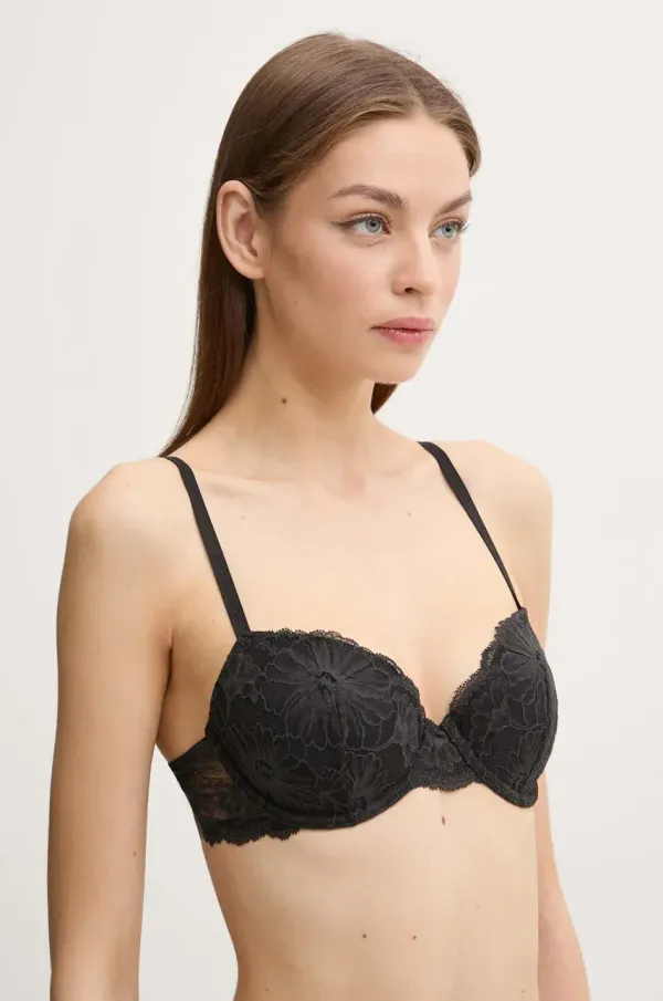 Tommy Hilfiger Grudnjak Tommy Hilfiger boja: crna, čipkasti, bez uzorka, UW0UW05988