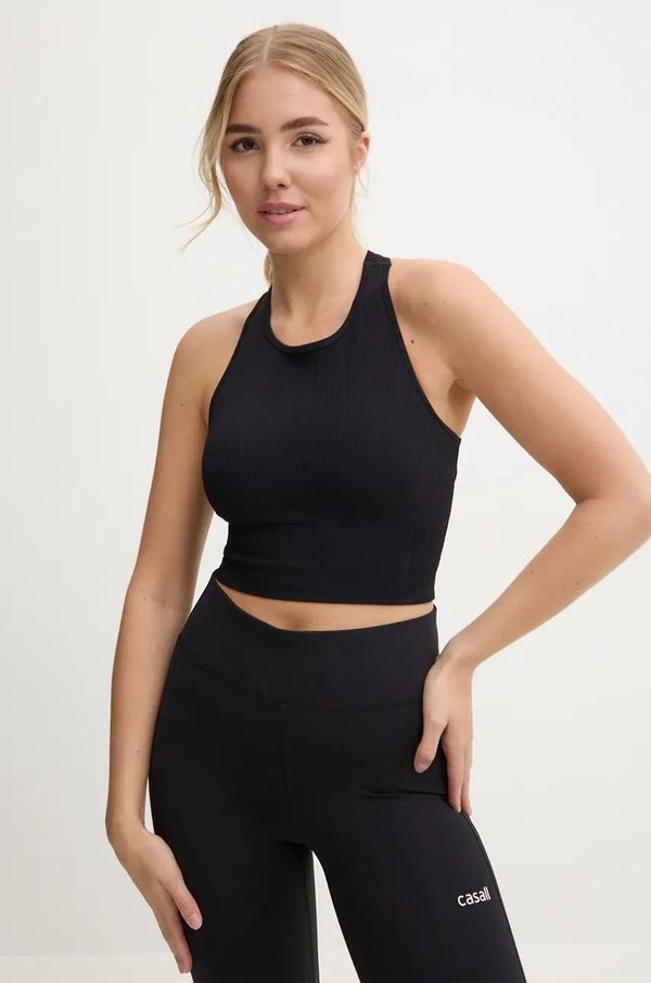 Casall Grudnjak za jogu Casall Multi Rib boja: crna, bez uzorka, 24130