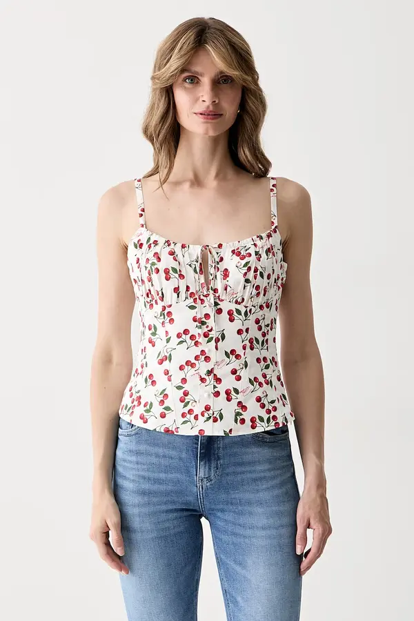Guess Guess bluza s naramenicama za žene od pamuka s elastanom MARILYN MONROE
