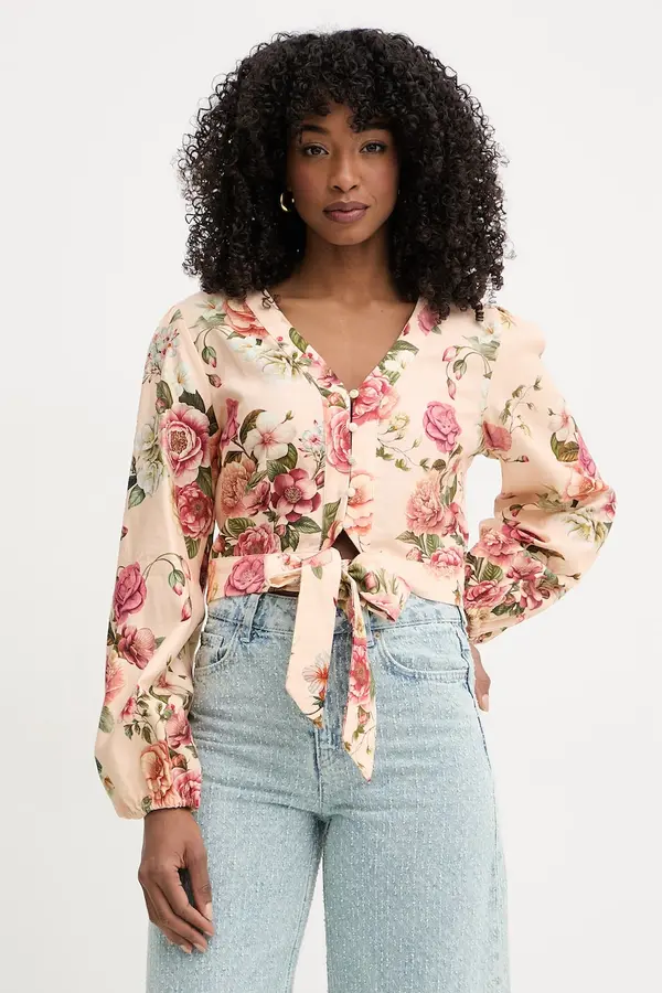 Guess Guess bluza za žene s lanom SHIRLEY