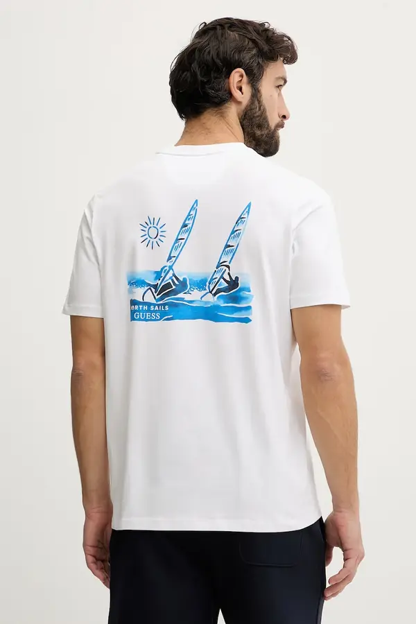Guess Guess majica za muškarce od pamuka s elastanom North Sails