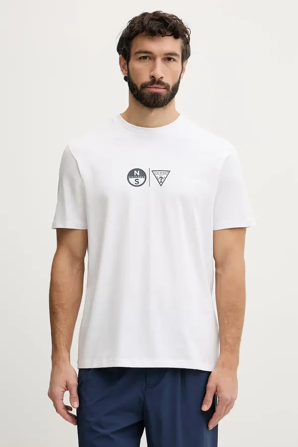 Guess Guess majica za muškarce od pamuka s elastanom x North Sails