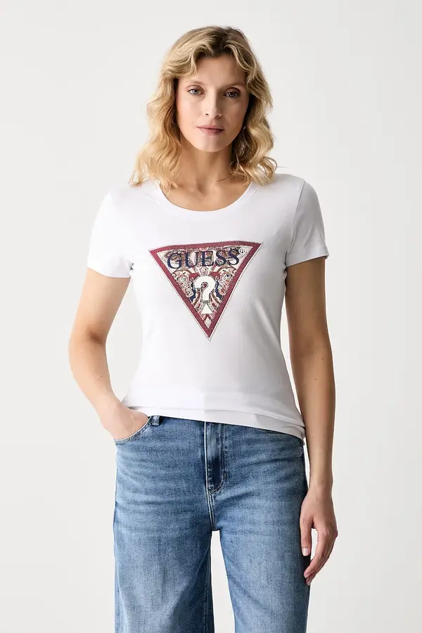 Guess Guess majica za žene od pamuka s elastanom PAISLEY