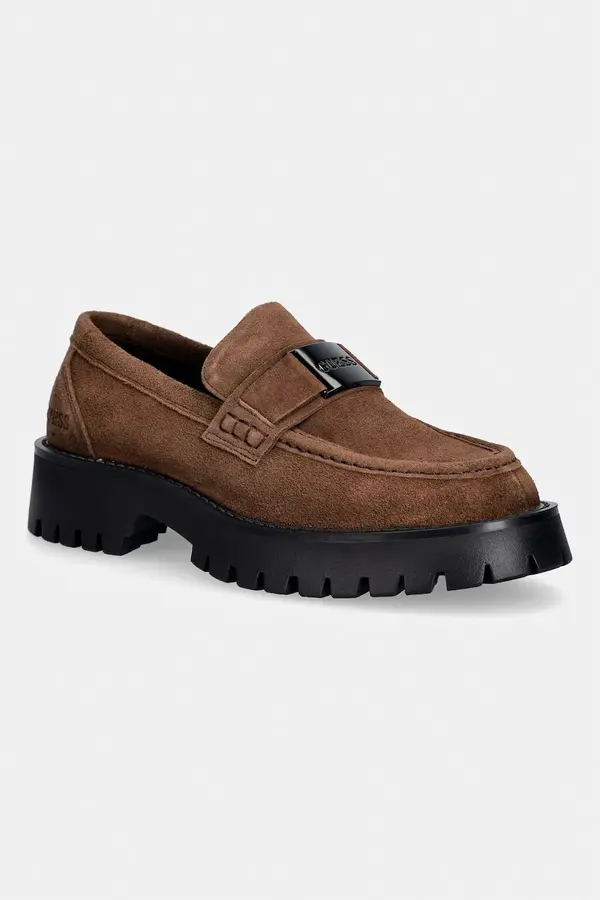 Guess Guess mokasinke za muškarce od brušene kože GORIZIA